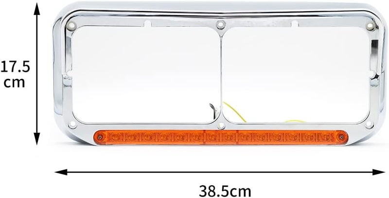 LEAVAN 2x Chrome Headlight Bezels 12" Amber LED Light with Visor 4x6 Light Strip Fit for Kenworth T400 T600 T800 W900B W900L Peterbilt 378 379 Western Star 4900 Trucks (Amber Lens+Amber LED) - Image 3